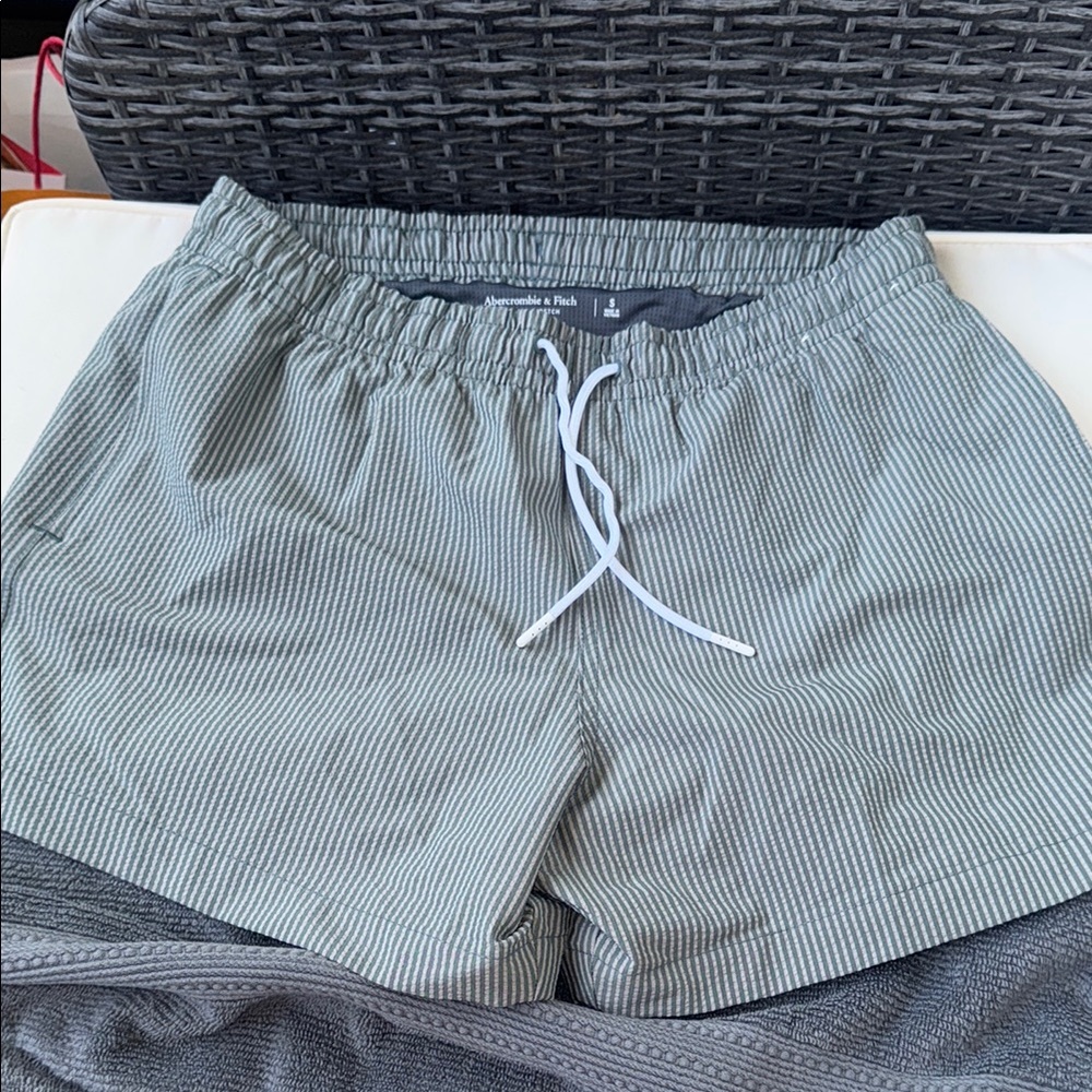 A&F Green Striped Men's Swimtrunks